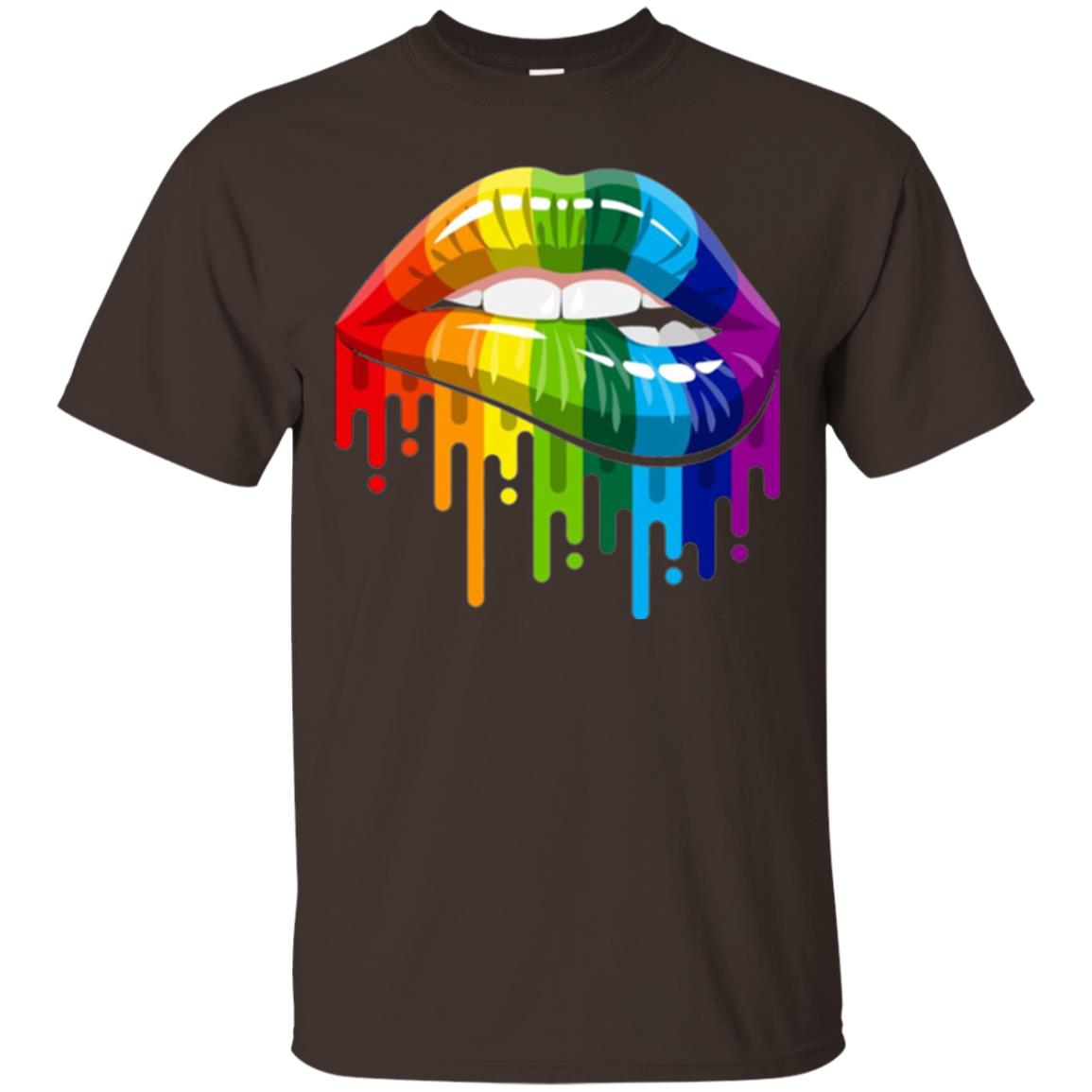 Rainbow Lips Pride Lgbt T-shirt Dark Chocolate