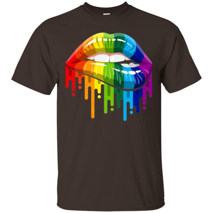 Rainbow Lips Pride Lgbt T-shirt Dark Chocolate
