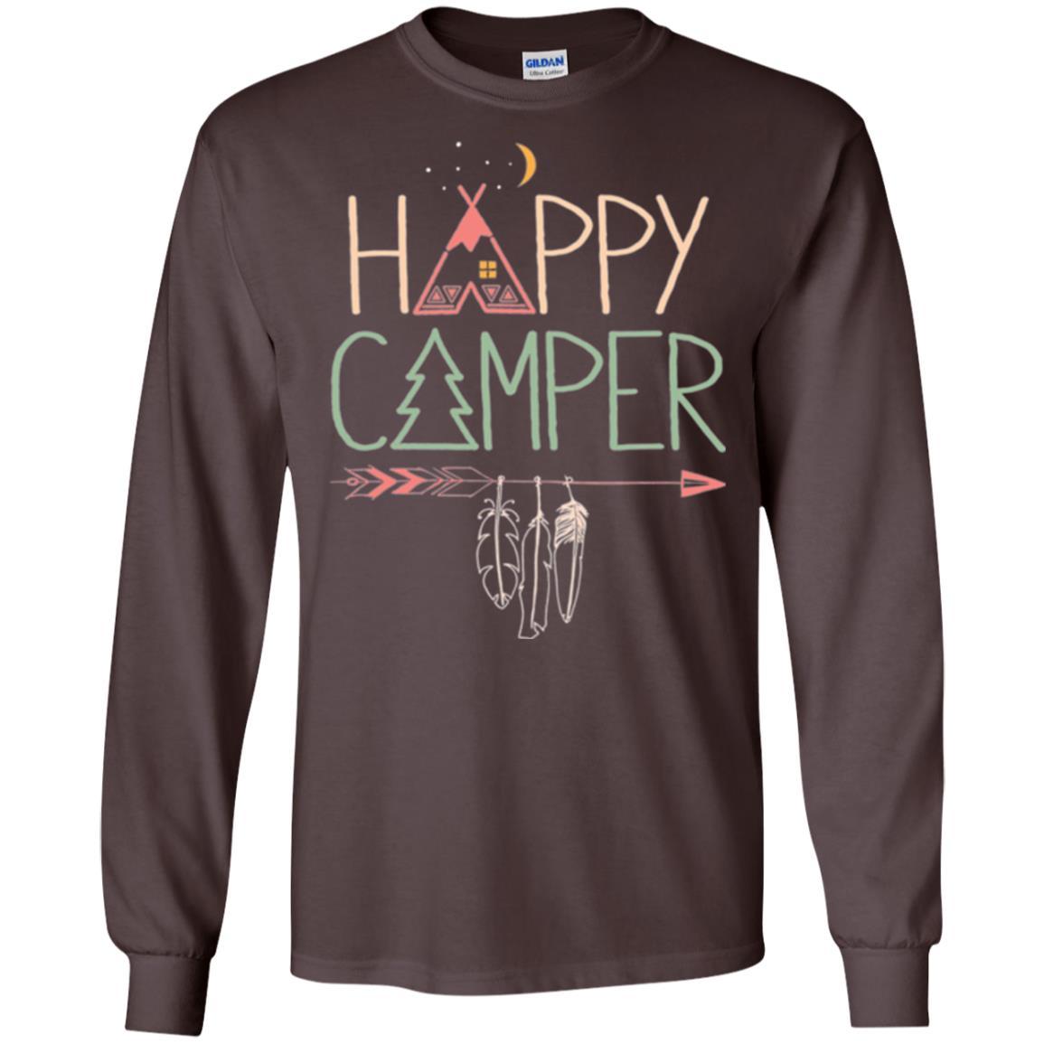 Camper T-shirt Happy Camping Dark Chocolate