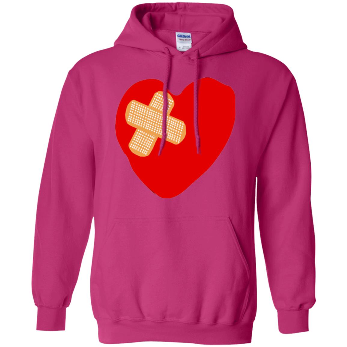 Funny Patched Up Heart Graphic T-shirt Heliconia