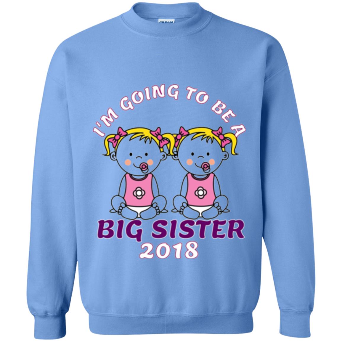 Family T-shirt I_m Going To Be A Big Sister Of Twins 2018 Carolina Blue