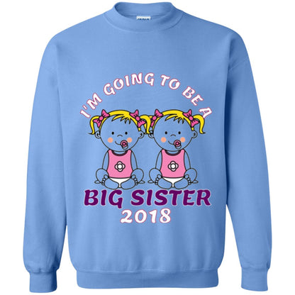 Family T-shirt I_m Going To Be A Big Sister Of Twins 2018 Carolina Blue