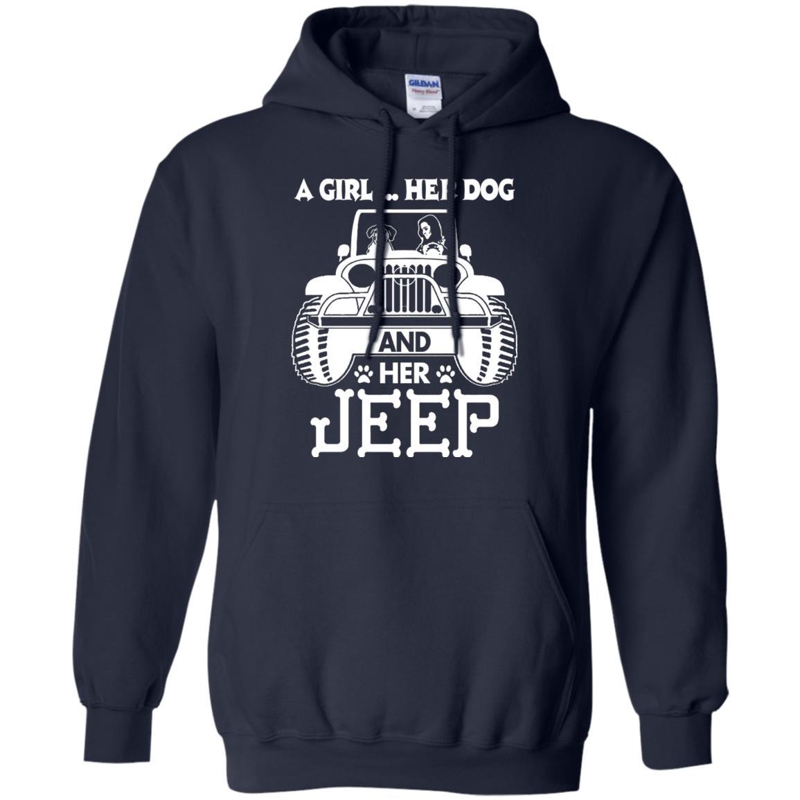 Dog Lover T-shirt A Girl Her Dog And Her Jeep Navy