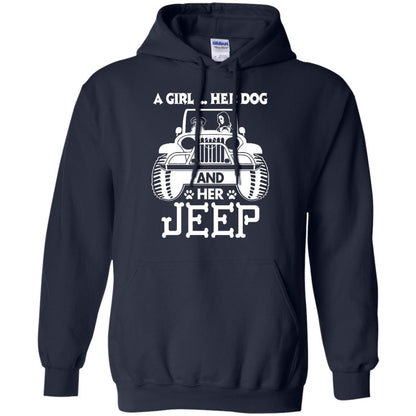 Dog Lover T-shirt A Girl Her Dog And Her Jeep Navy
