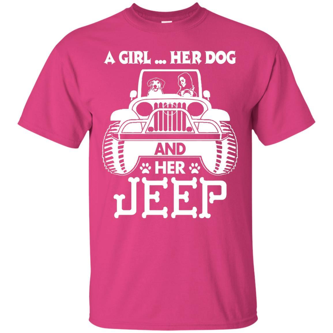 Dog Lover T-shirt A Girl Her Dog And Her Jeep Heliconia