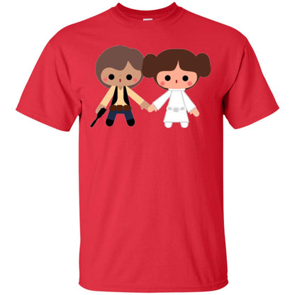 Cartoon T-shirt Han Solo Princess Leia Red