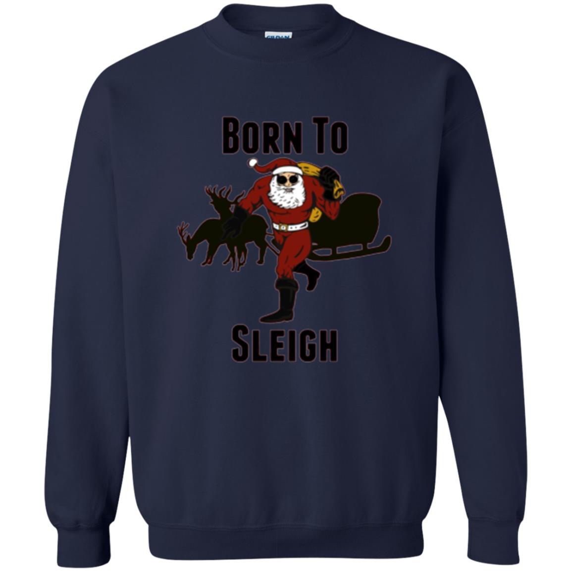 Christmas T-shirt Born To Sleigh T-shirt Navy