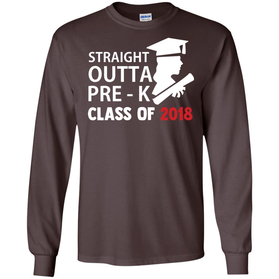Straight Outta Pre-k Class Of 2018 Preschool Graduation Shirt Dark Chocolate