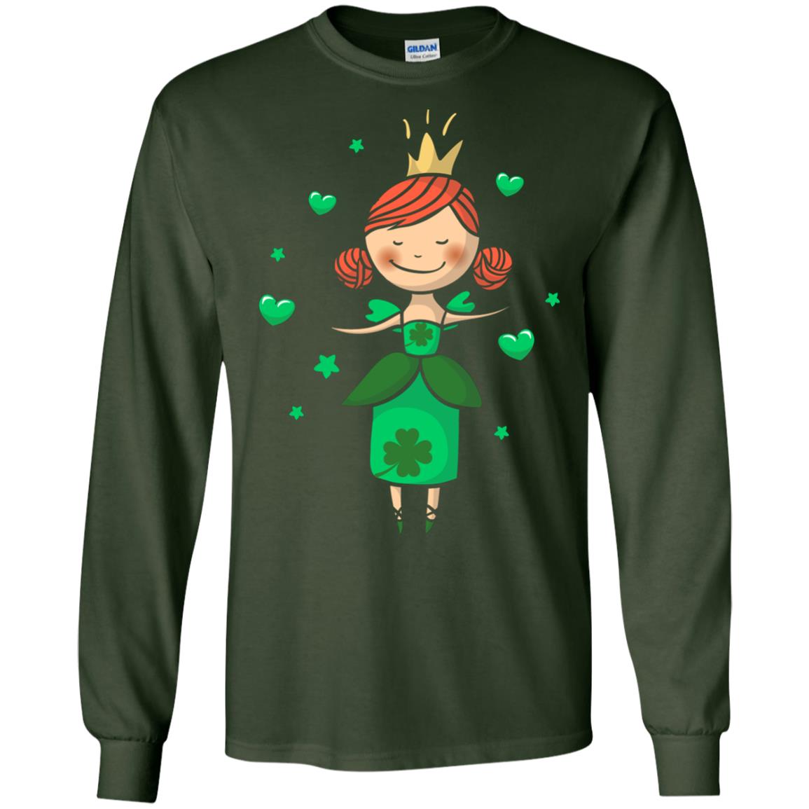 Irish Princess St. Patricks Day Gift Shirt For Girls Forest Green