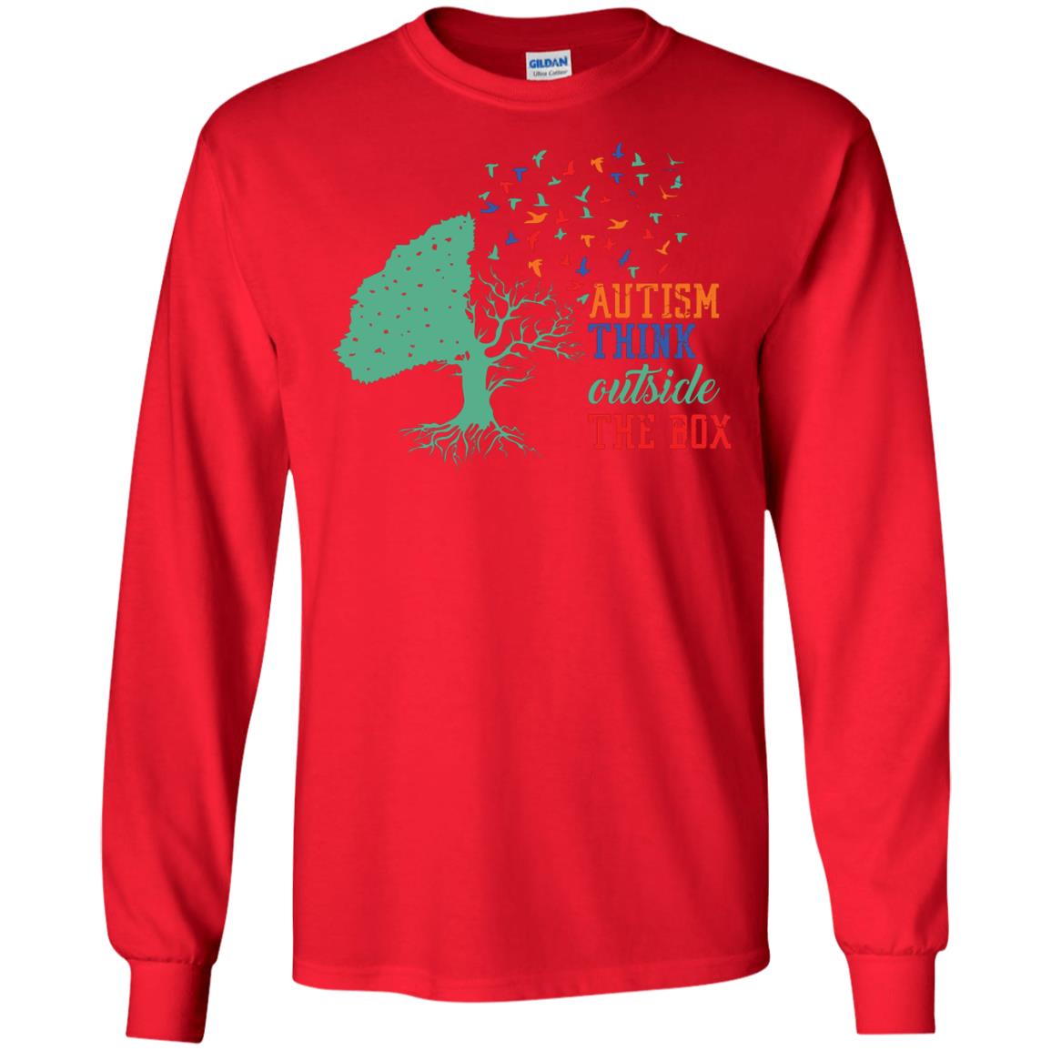 Autism Think Outside The Box Autism Awearness T-shirt Red
