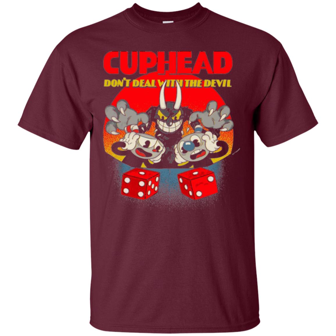 Video Game T-shirt Cuphead And Mugman Devil_s Dice Maroon