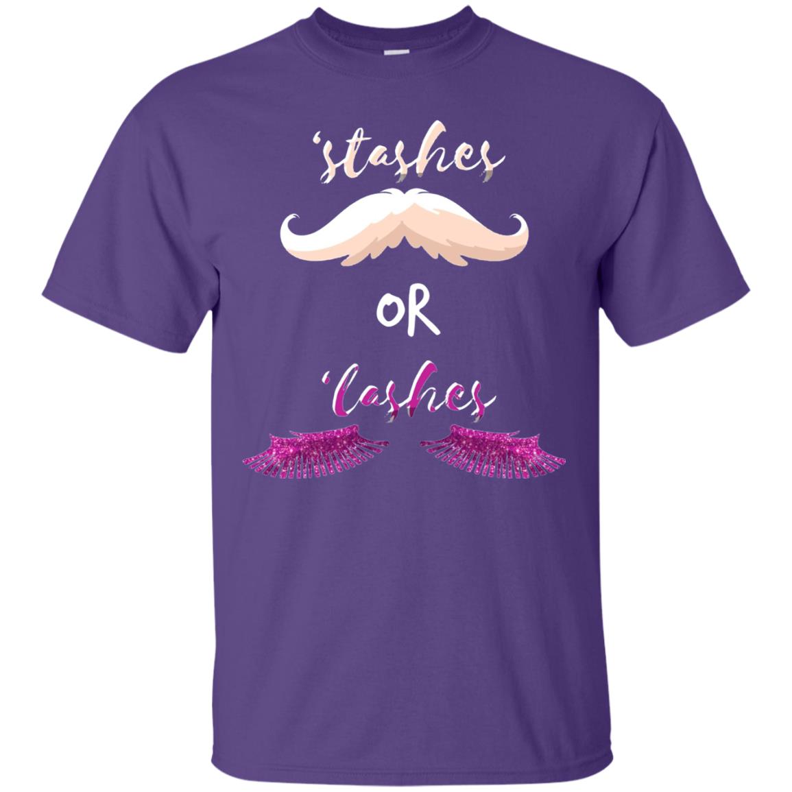 Stashes Or Lashes Funny Baby Gender Shower Reveal Pregnancy Shirt Purple