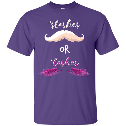 Stashes Or Lashes Funny Baby Gender Shower Reveal Pregnancy Shirt Purple