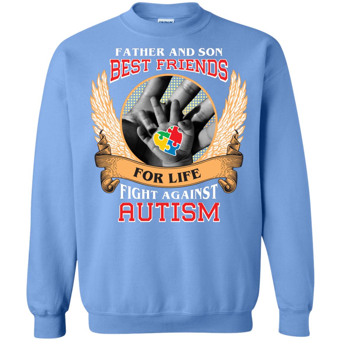 Autism Awareness T-shirt Father And Son Best Friends Carolina Blue