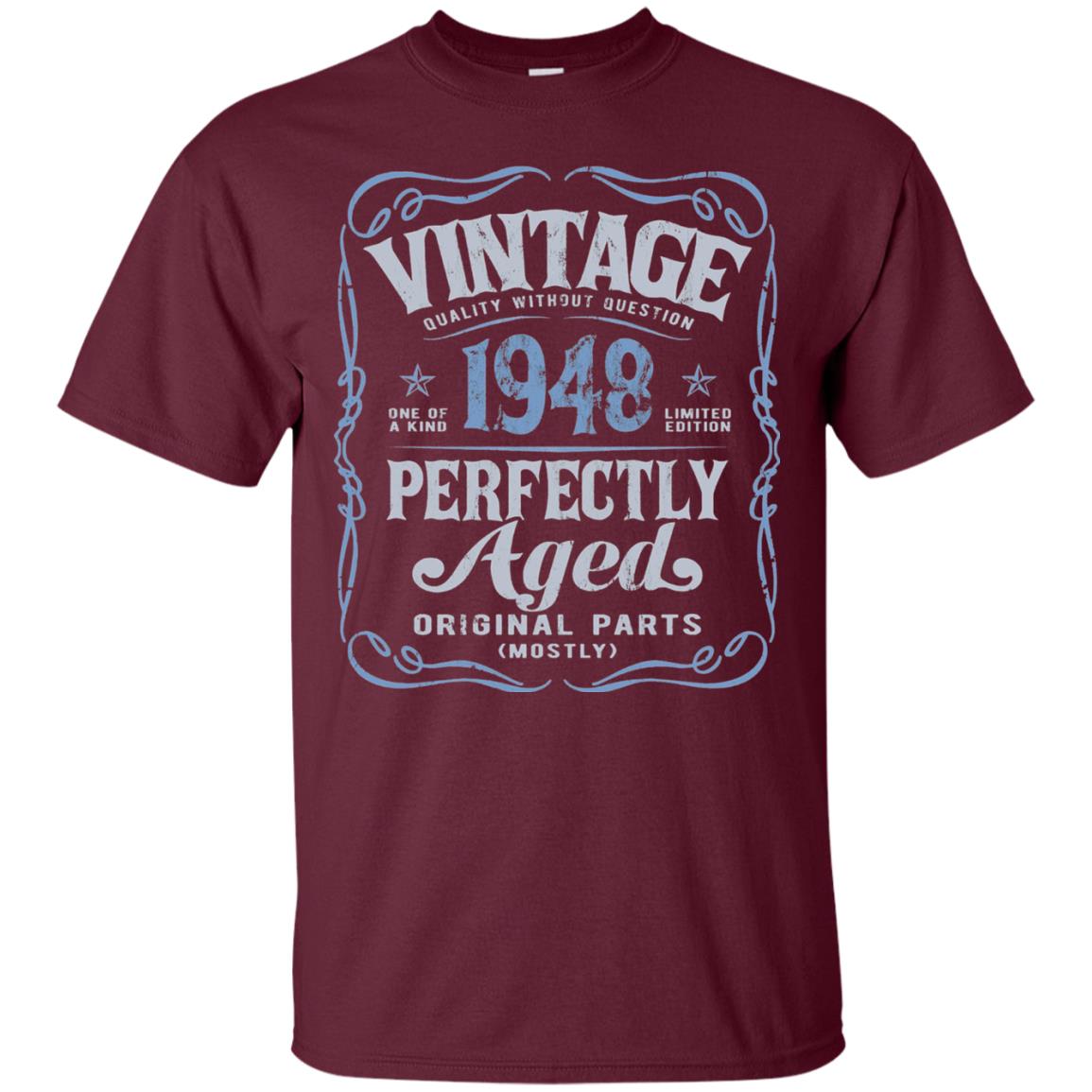 Vintage Made In 1948 70th Birthday Shirt Maroon