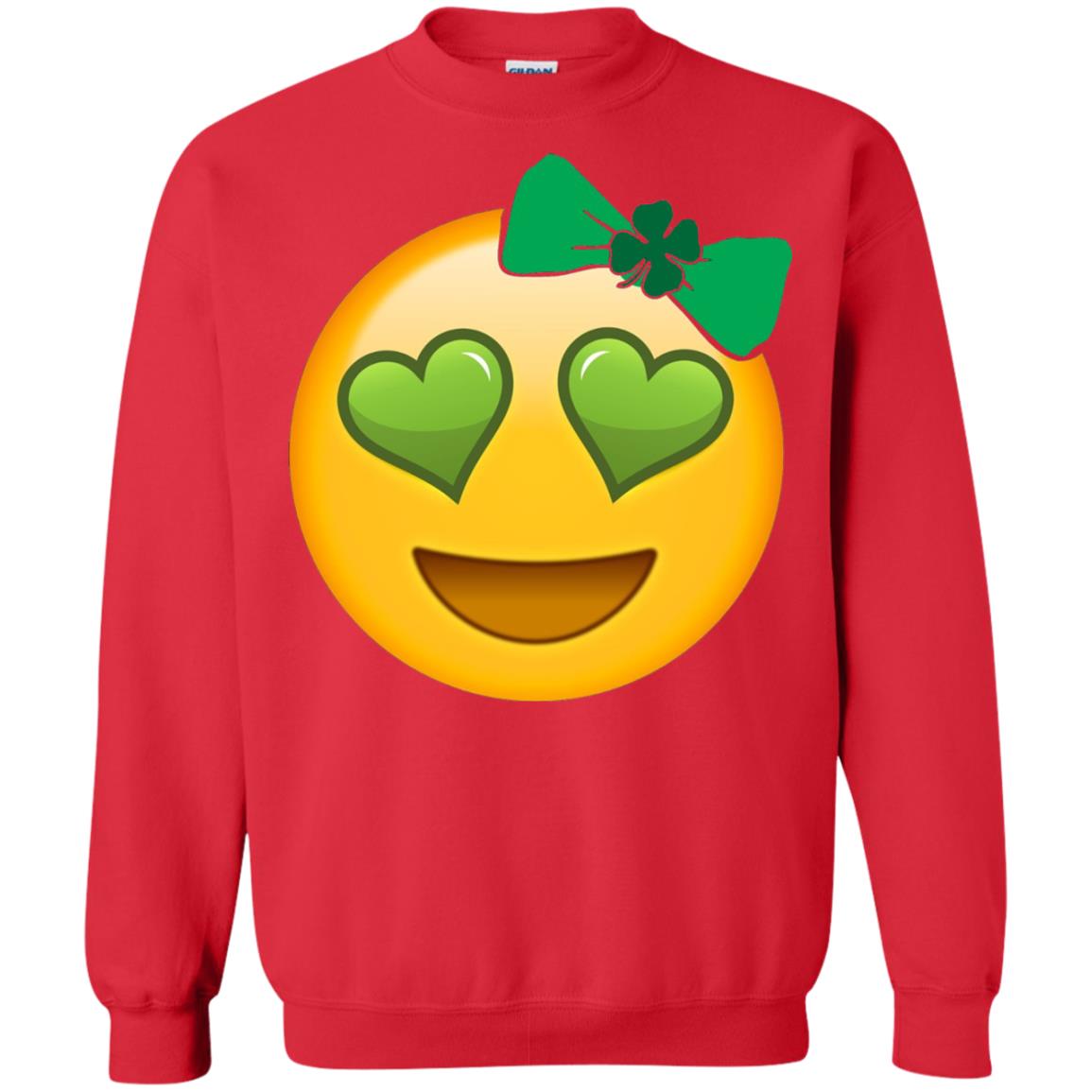 Emoji Green Heart Eyes Bow Saint Patricks Day Shirt For Girls Red