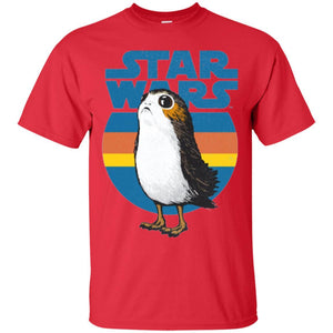 Film T-shirt Star Wars Last Jedi Porg Retro Stripes Logo Graphic