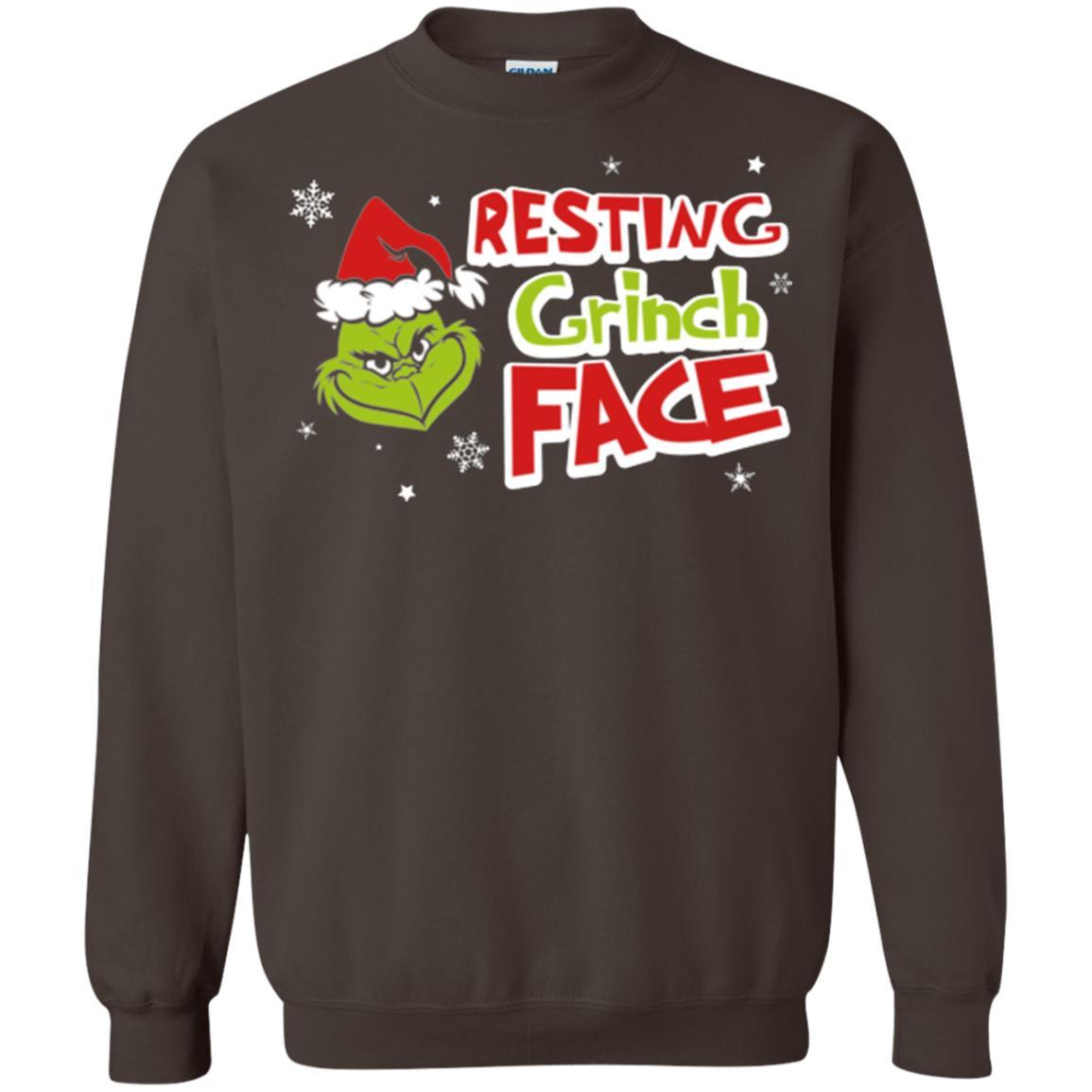 Christmas T-shirt Resting Grinch Face Dark Chocolate