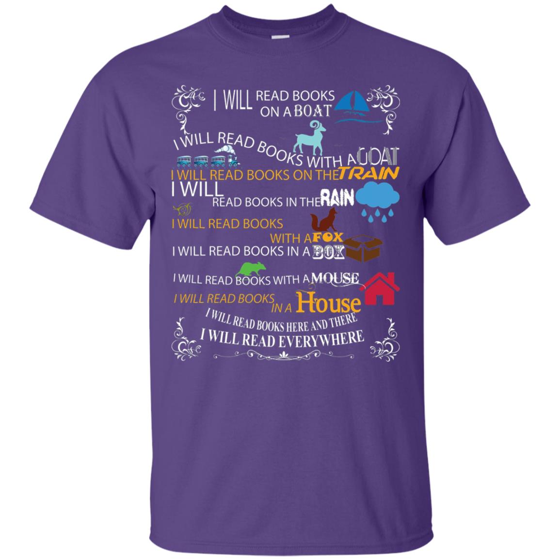 I Will Read Books On A Boat And Everywhere Bookworm T-shirt Purple