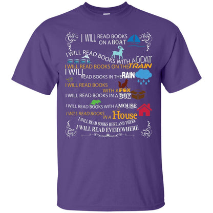 I Will Read Books On A Boat And Everywhere Bookworm T-shirt Purple