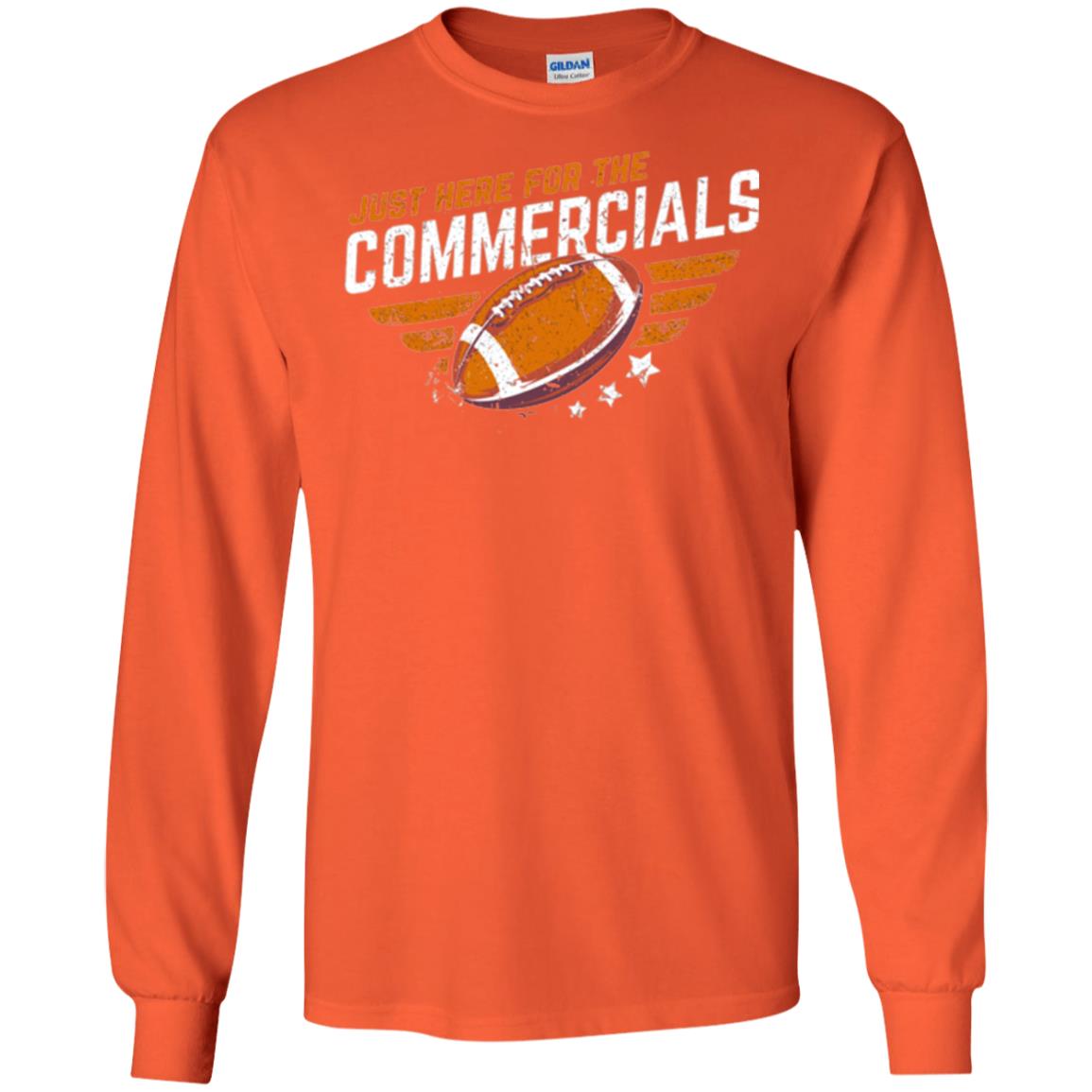 Football Lover T-shirt Just Here For The Commercials Orange