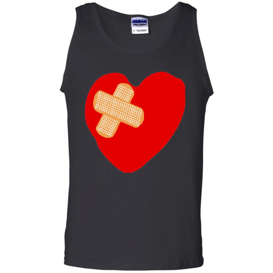 Funny Patched Up Heart Graphic T-shirt Black