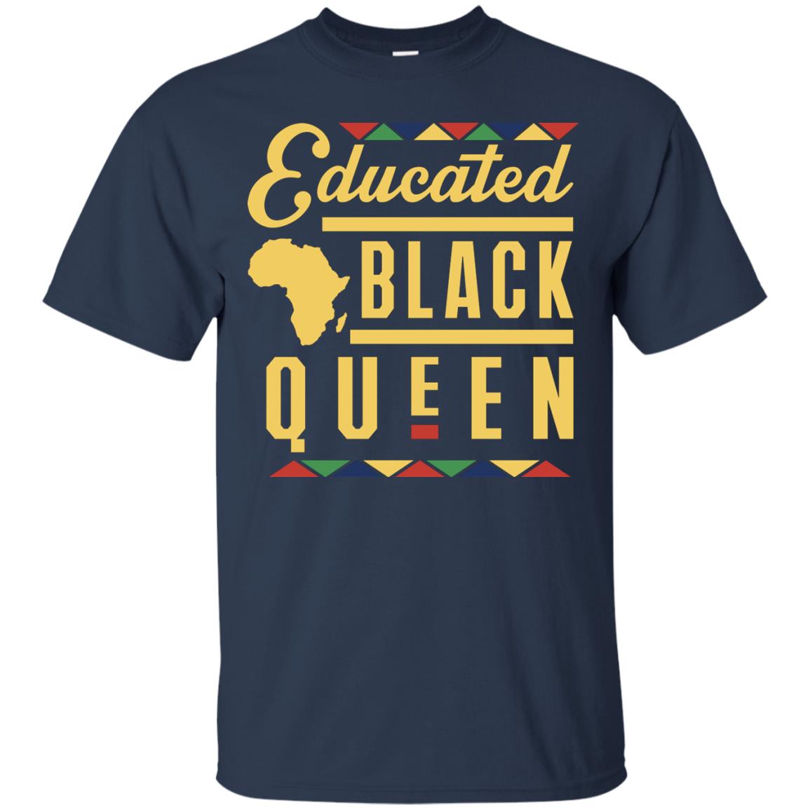 African American T-shirt Educated Black Queen Navy