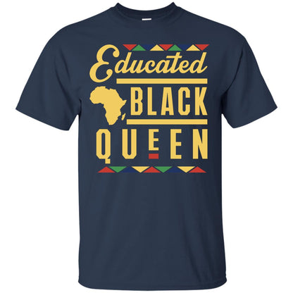 African American T-shirt Educated Black Queen Navy