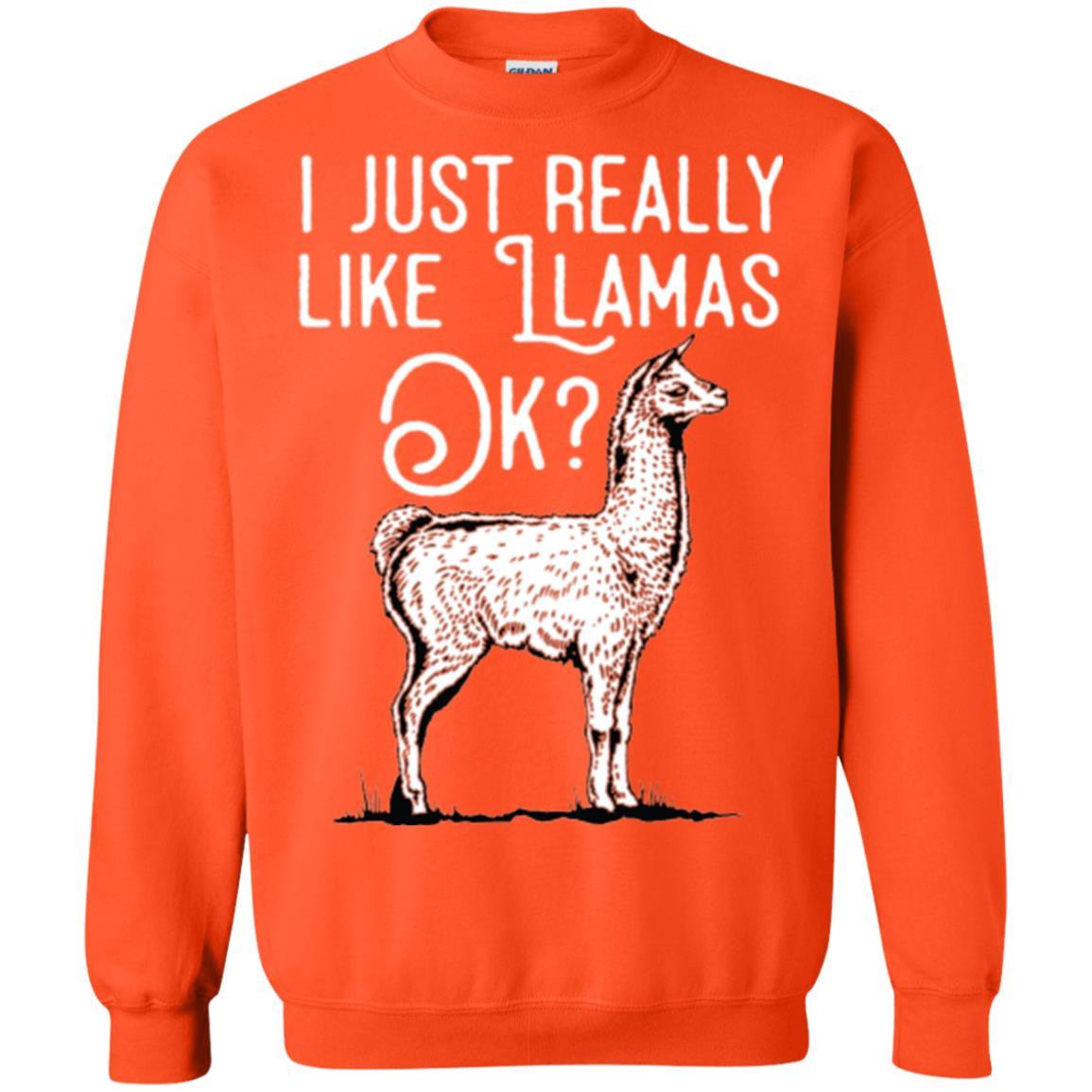 Alpaca T-shirt I Just Really Like Llamas Ok Orange