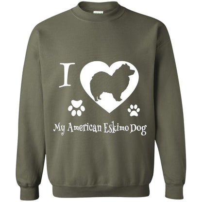 Dog Lover T-shirt I Love My American Eskimo Dog Military Green