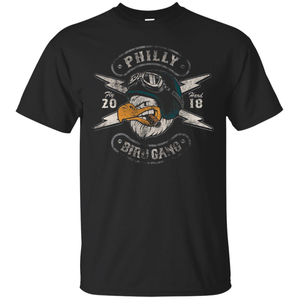 Bird Gang Eagles T-shirt Vintage Distressed Black