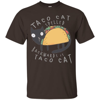 Cat Lovers T-shirt Taco Cat Spelled Backward Is Taco Cat Dark Chocolate