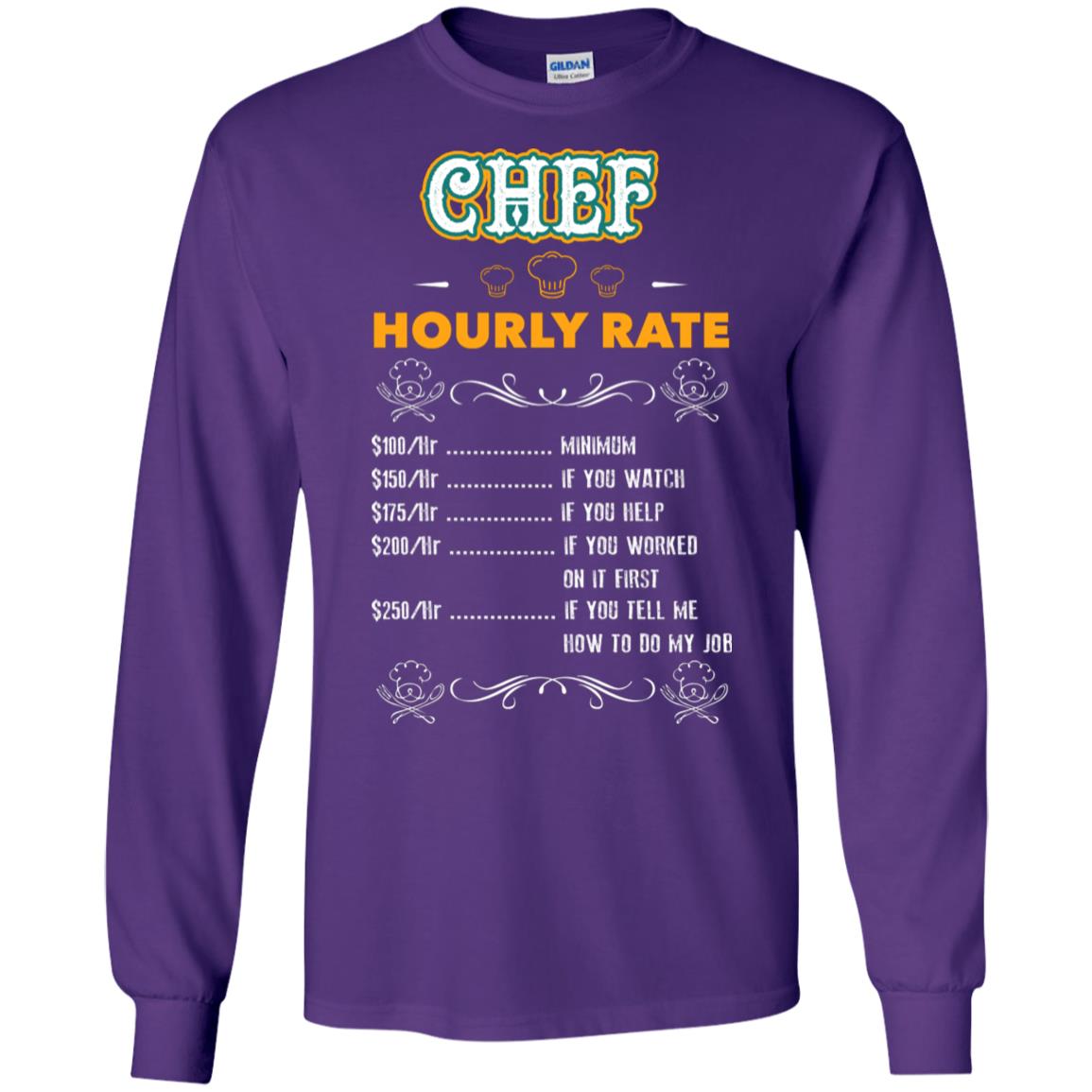 Chef Hourly Rate Cooking Cooker Gift Shirt Purple
