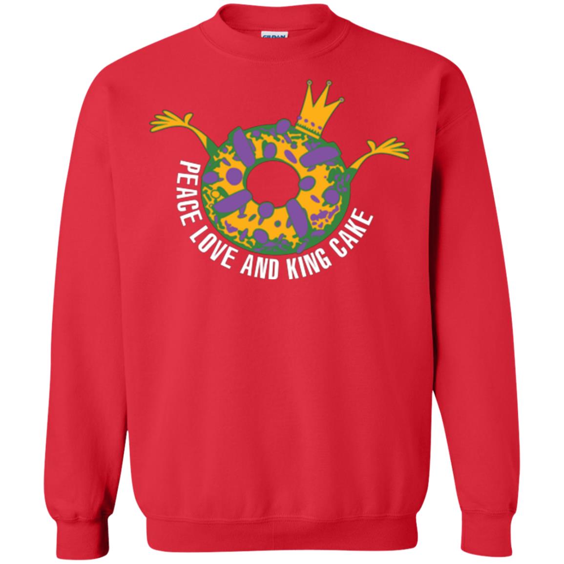 Mardi Gras T-shirt Peace Love And King Cake Red
