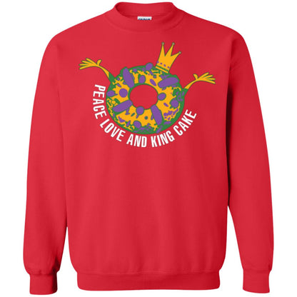 Mardi Gras T-shirt Peace Love And King Cake Red