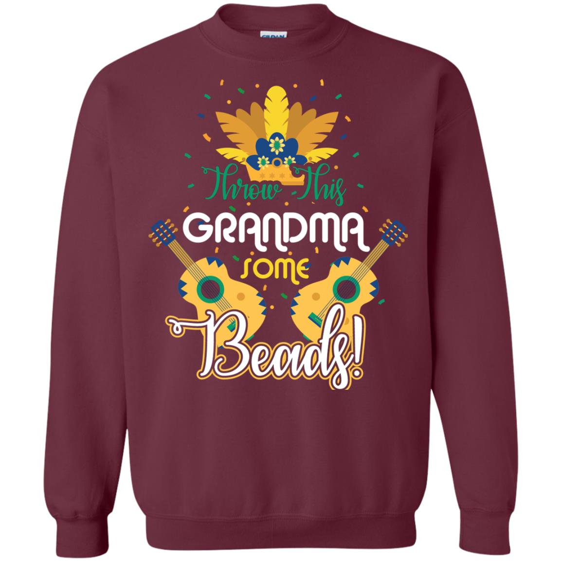 Mardi Gras T-shirt Throw This Grandma Some Beads Maroon