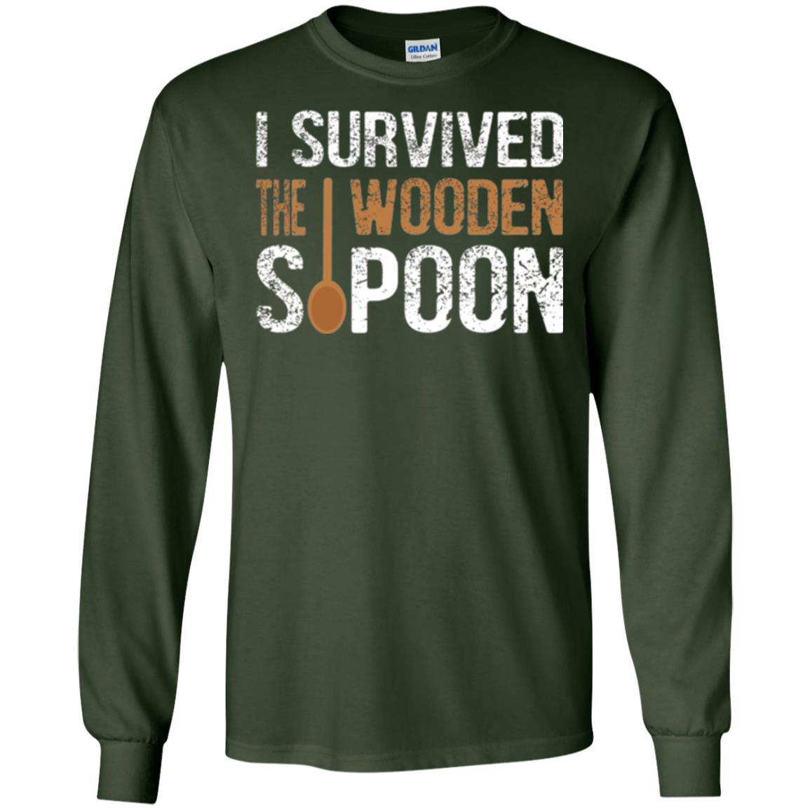 Spoon T-shirt I Survived The Wooden Spoon Forest Green