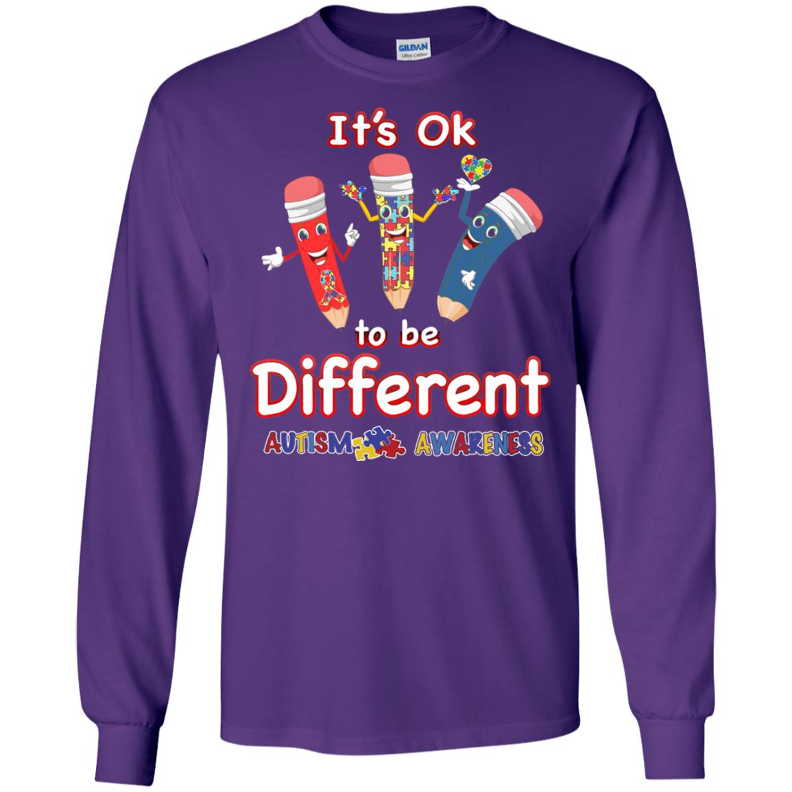 Its Ok To Be Different Autism Awareness T-shirt Purple