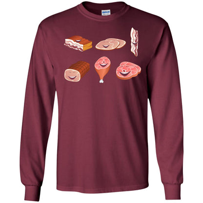 Funny Bbq T-shirt Meat Family Maroon