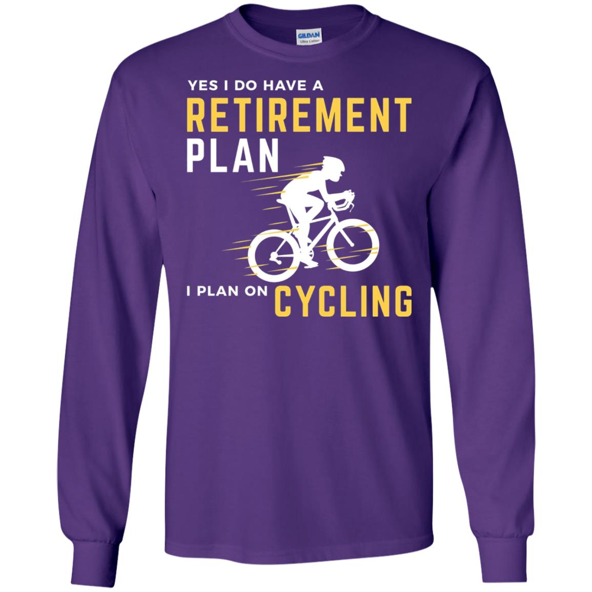 Funny Bicycle Cycling T-shirt Retirement Plan I Plan On Cycling Purple