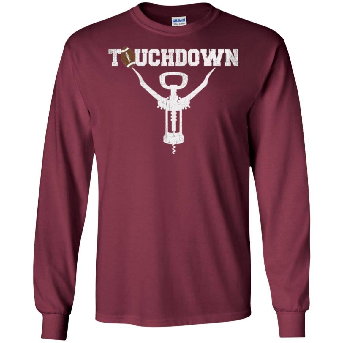 Football T-shirt Touchdown Funny Football Wine Lovers Maroon