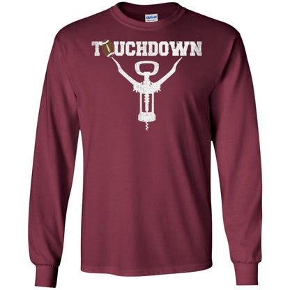 Football T-shirt Touchdown Funny Football Wine Lovers Maroon