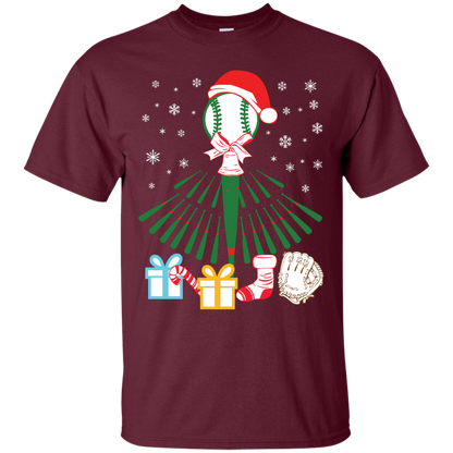 Baseball Christmas T-Shirt Maroon
