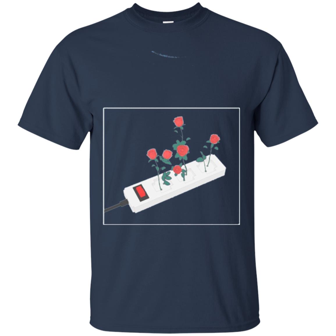 Flower Power Cute Art Aesthetic Vaporwave Digital Rose T-shirt Navy