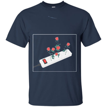 Flower Power Cute Art Aesthetic Vaporwave Digital Rose T-shirt Navy