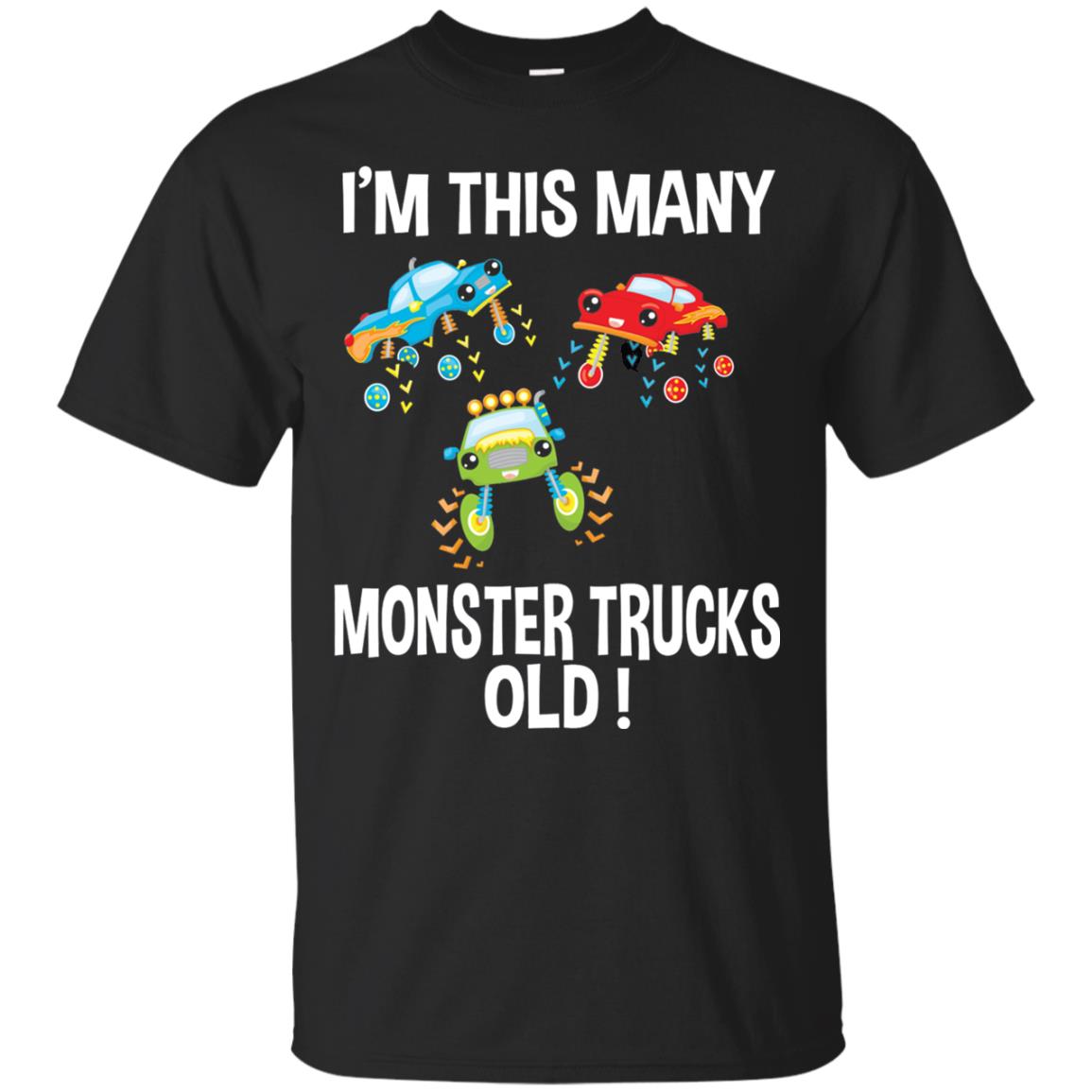 Birthday 3th Shirt Im This Many Monster Trucks Old Black