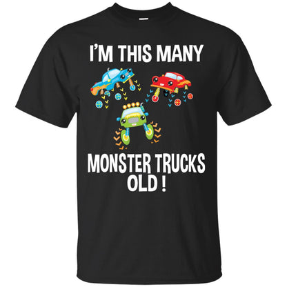 Birthday 3th Shirt Im This Many Monster Trucks Old Black