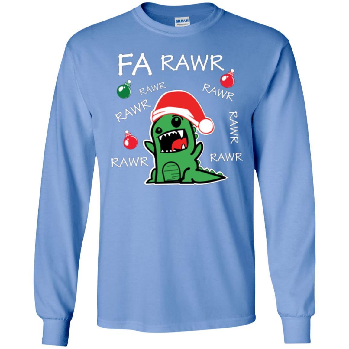 Christmas T-shirt Dinosaur Fa Rawr Carolina Blue