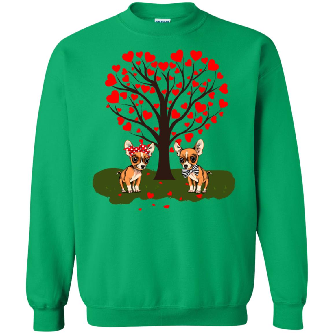 Valentine Chihuahua Couple Heart Tree Shirt Irish Green