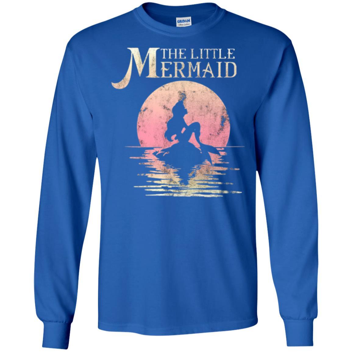 Cartoon T-shirt The Little Mermaid Ariel Rock Moon Silhouette Royal